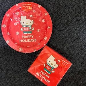 Hello kitty Happy Holidays plate and napkin set
